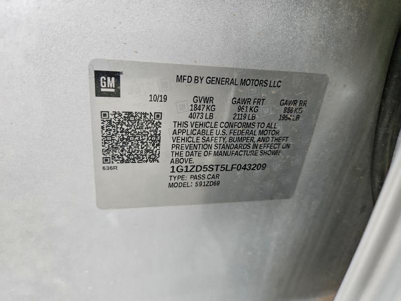 Aukcja sprzedaży 2020 Chevrolet Malibu, vin: 1G1ZD5ST5LF043209, numer aukcji: 60243546