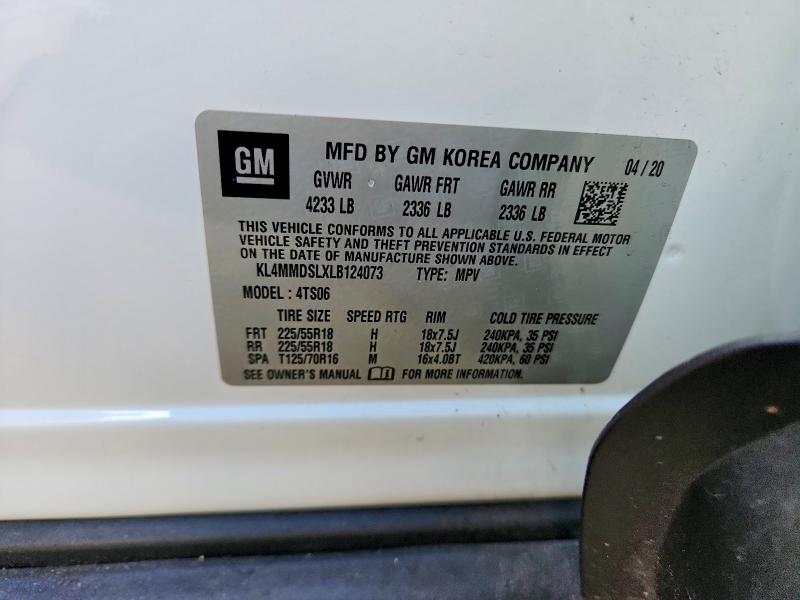 2020 Buick Encore Gx მანქანა იყიდება აუქციონზე, vin: KL4MMDSLXLB124073, აუქციონის ნომერი: 62518776