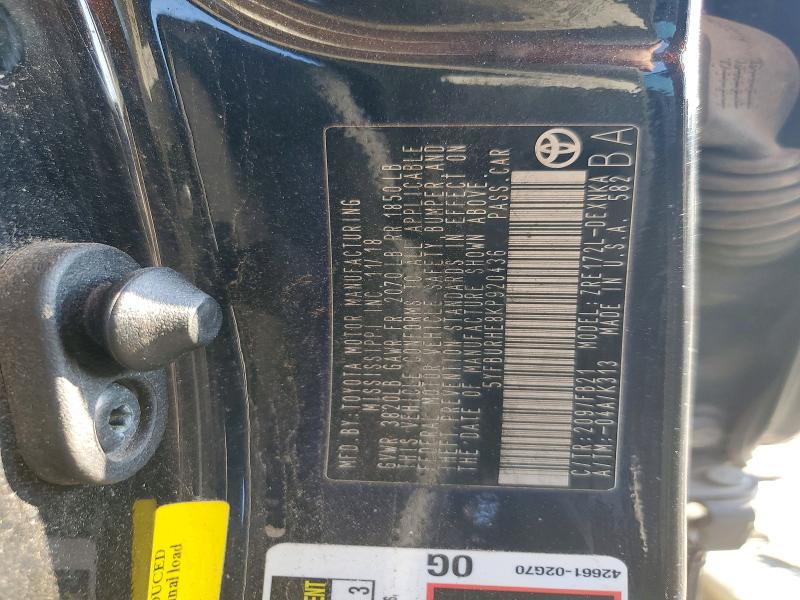 60257226 :رقم المزاد ، 5YFBURHE8KP920436 vin ، 2019 Toyota Corolla مزاد بيع