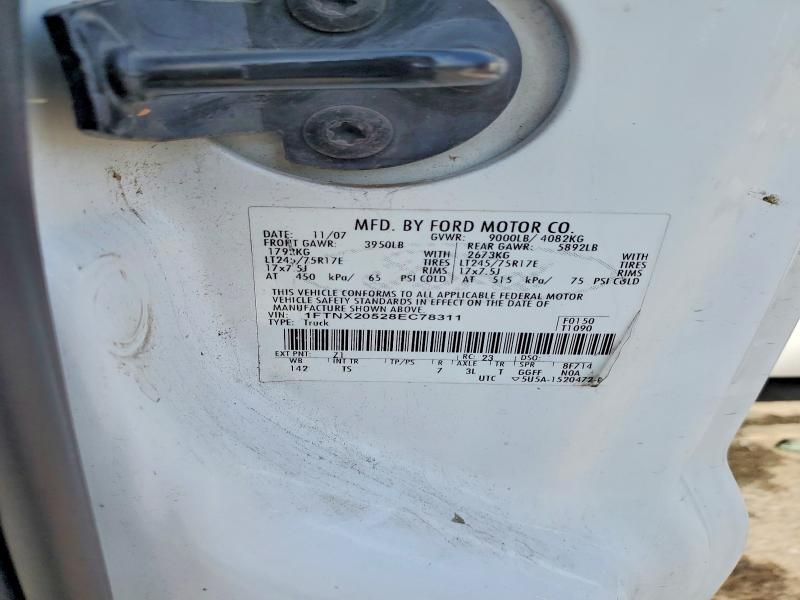 2008 Ford F250 მანქანა იყიდება აუქციონზე, vin: 1FTNX20528EC78311, აუქციონის ნომერი: 60429096