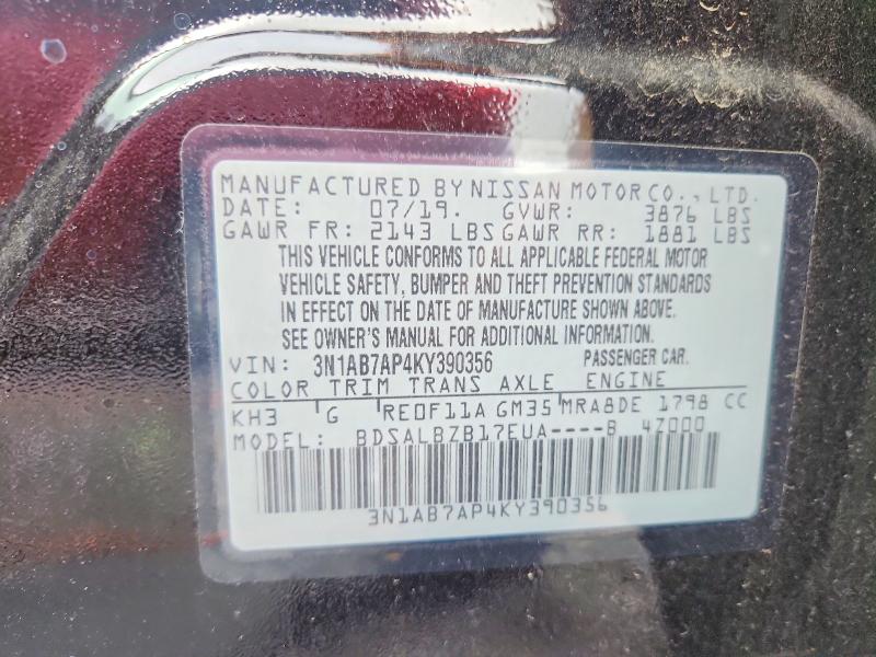 Aukcja sprzedaży 2019 Nissan Sentra, vin: 3N1AB7AP4KY390356, numer aukcji: 59157626