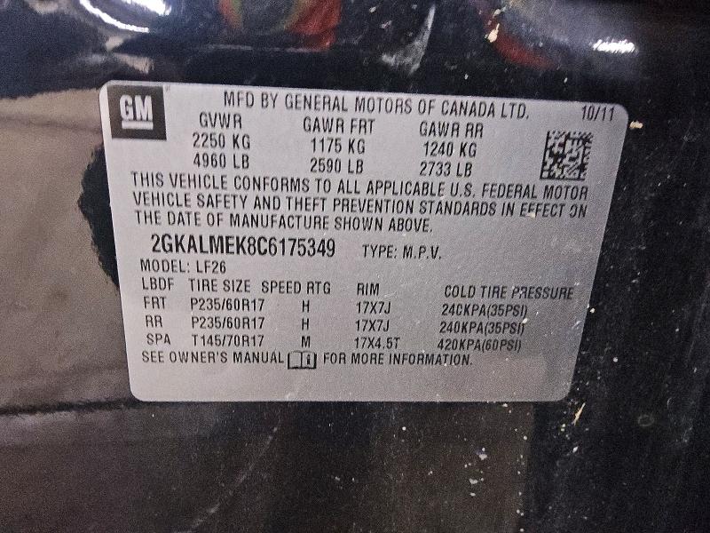 Продаж на аукціоні авто 2012 Gmc Terrain, vin: 2GKALMEK8C6175349, номер лоту: 61482126