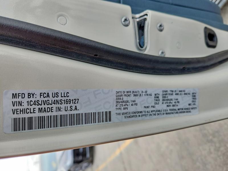 Aukcja sprzedaży 2022 Jeep Grand Wagoneer, vin: 1C4SJVGJ4NS169127, numer aukcji: 61726886