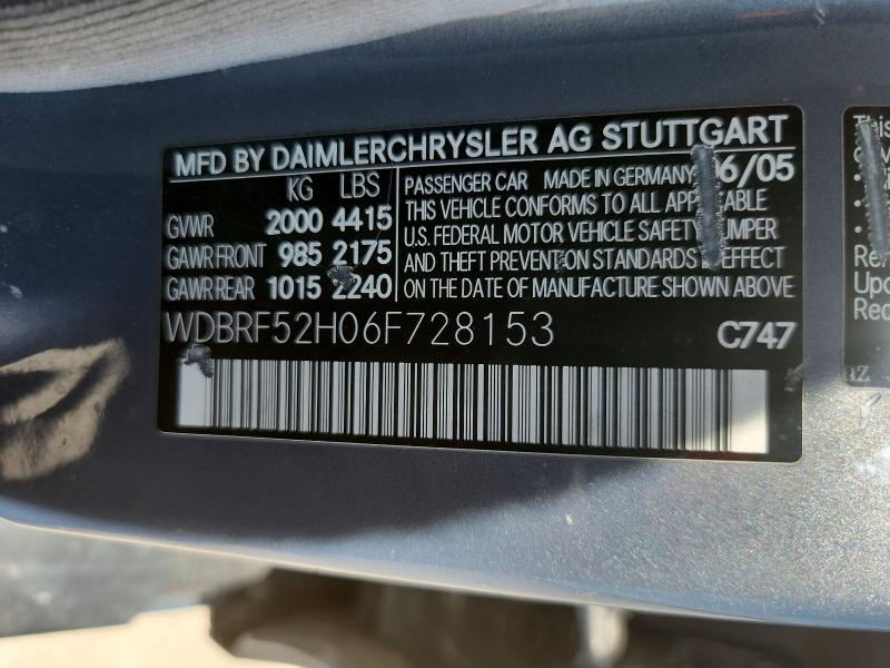 Продажа на аукционе авто 2006 Mercedes-benz C, vin: WDBRF52H06F728153, номер лота: 60007016
