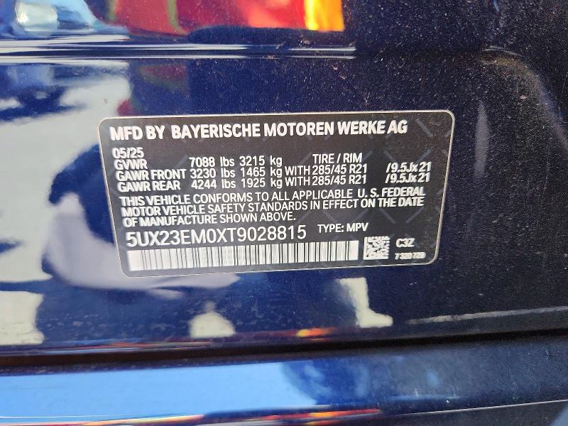 2026 Bmw X7 მანქანა იყიდება აუქციონზე, vin: 5UX23EM0XT9028815, აუქციონის ნომერი: 60855756