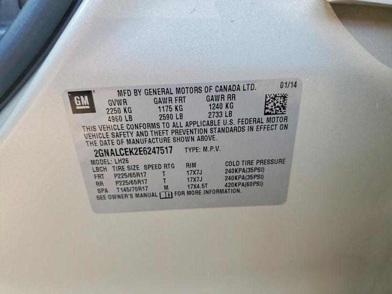Продаж на аукціоні авто 2014 Chevrolet Equinox, vin: 2GNALCEK2E6247517, номер лоту: 58654296