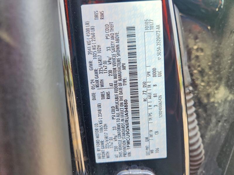 2024 Ford Escape მანქანა იყიდება აუქციონზე, vin: 1FMCU9GN6RUA94880, აუქციონის ნომერი: 60397156