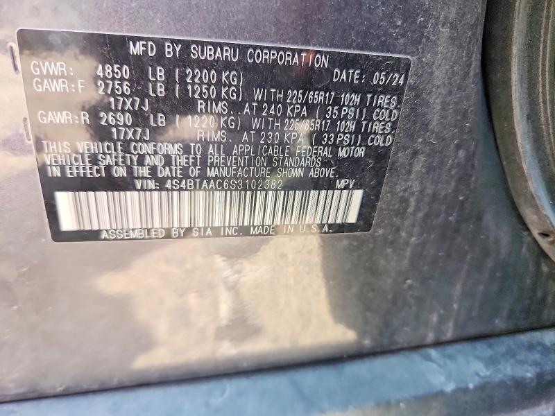 Продаж на аукціоні авто 2025 Subaru Outback, vin: 4S4BTAAC6S3102382, номер лоту: 62434186