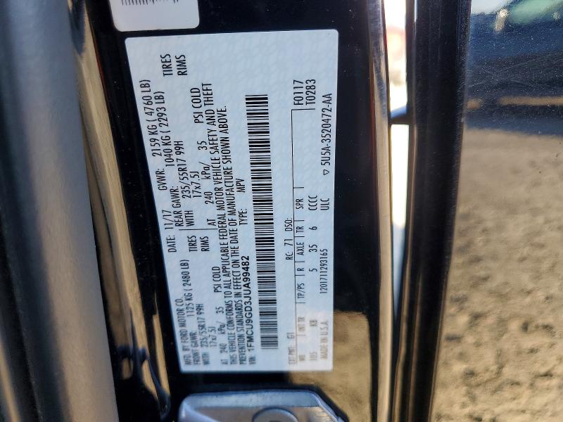 Продажа на аукционе авто 2018 Ford Escape, vin: 1FMCU9GD3JUA99482, номер лота: 60475556