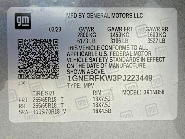 Продажа на аукционе авто 2023 Chevrolet Traverse, vin: 1GNERFKW3PJ223449, номер лота: 63612776