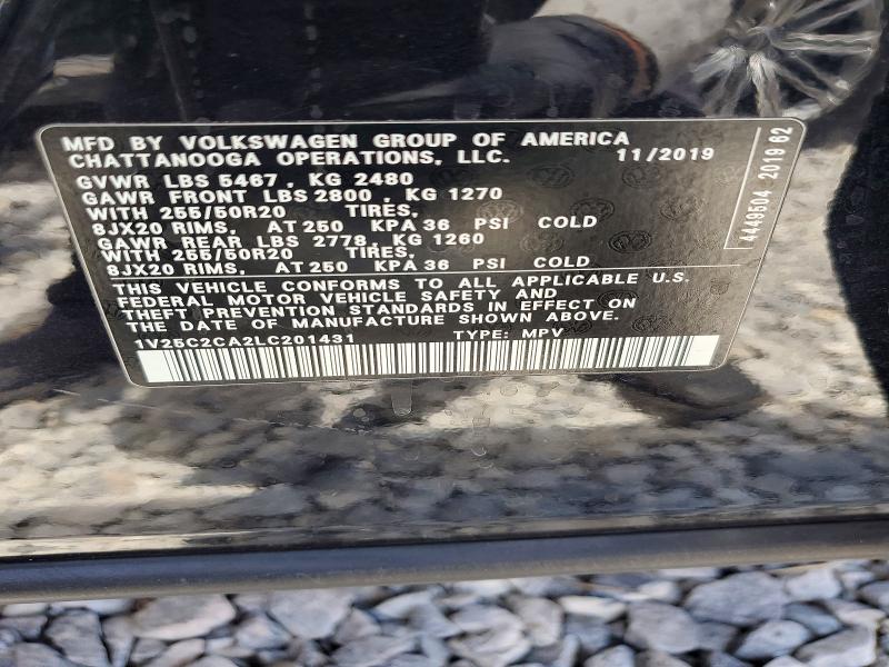 Продажа на аукционе авто 2020 Volkswagen Atlas Cross Sport, vin: 1V25C2CA2LC201431, номер лота: 61329946