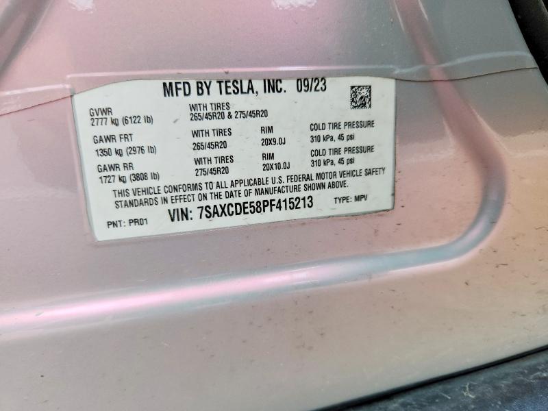 59802566 :رقم المزاد ، 7SAXCDE58PF415213 vin ، 2023 Tesla Model X مزاد بيع