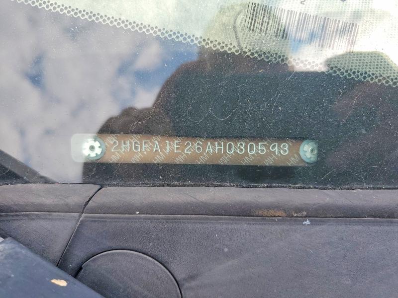 2010 Honda Civic მანქანა იყიდება აუქციონზე, vin: 2HGFA1E26AH030593, აუქციონის ნომერი: 60133756