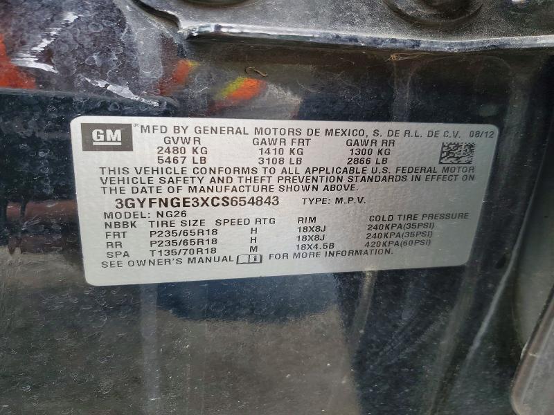 Auction sale of the 2012 Cadillac Srx, vin: 3GYFNGE3XCS654843, lot number: 58697786