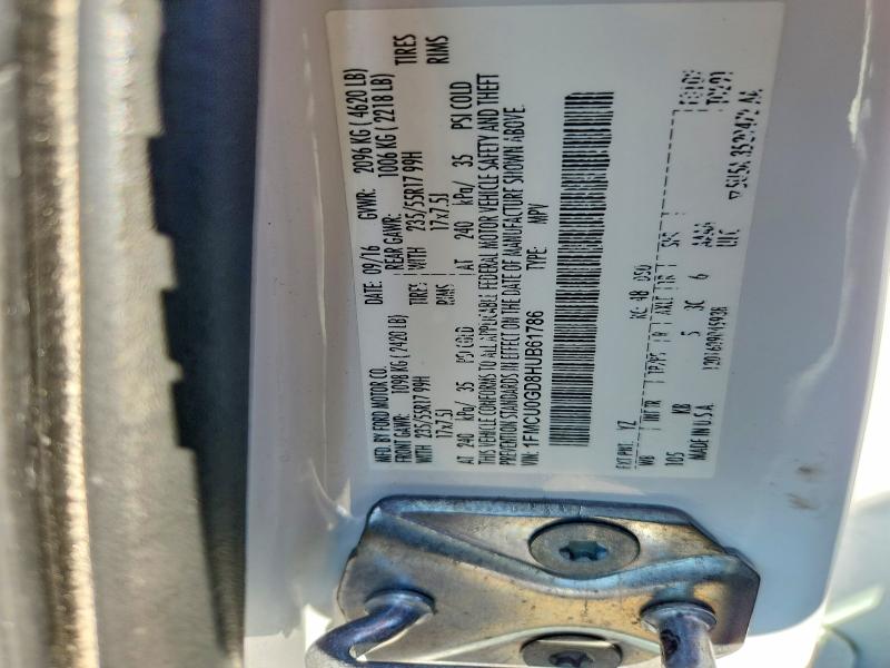 62181286 :رقم المزاد ، 1FMCU0GD8HUB61786 vin ، 2017 Ford Escape مزاد بيع