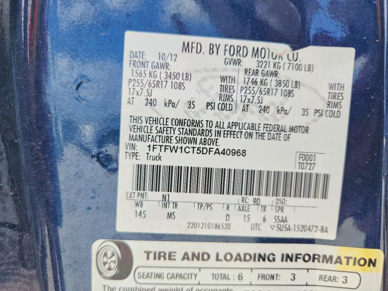 Aukcja sprzedaży 2013 Ford F150, vin: 1FTFW1CT5DFA40968, numer aukcji: 61905686