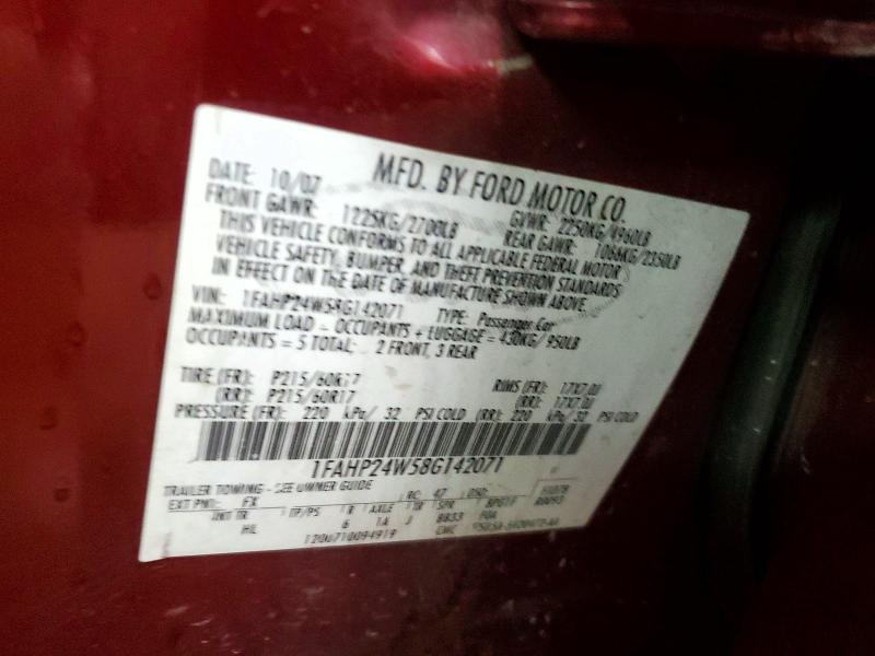 Aukcja sprzedaży 2008 Ford Taurus, vin: 1FAHP24W58G142071, numer aukcji: 59858836