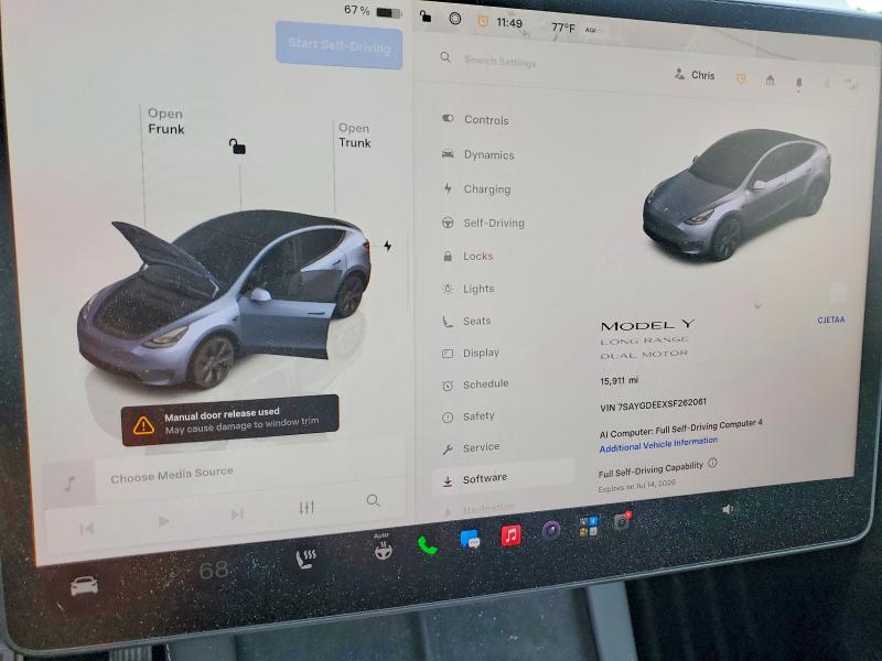 Продажа на аукционе авто 2025 Tesla Model Y, vin: 7SAYGDEEXSF262061, номер лота: 59336256