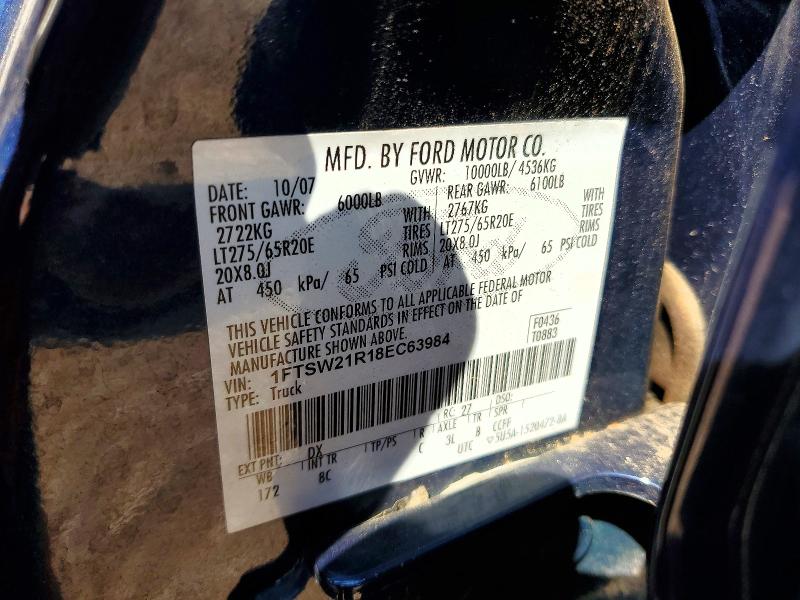 Aukcja sprzedaży 2008 Ford F250, vin: 1FTSW21R18EC63984, numer aukcji: 63186176