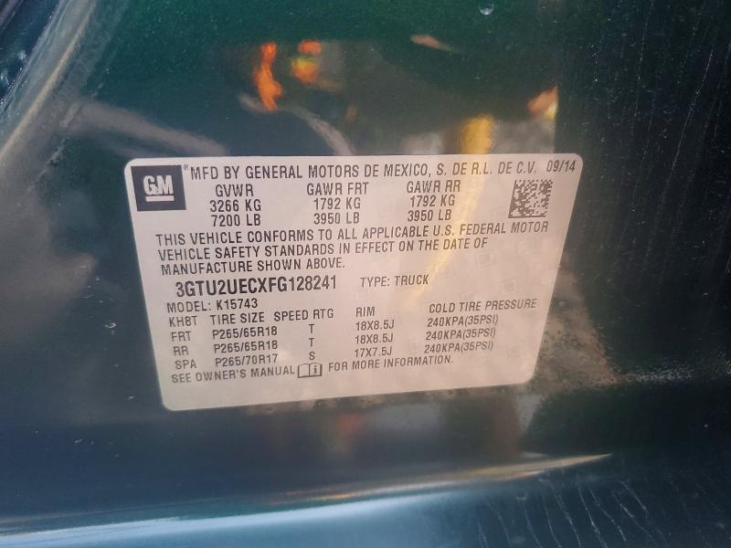 2015 Gmc Sierra მანქანა იყიდება აუქციონზე, vin: 3GTU2UECXFG128241, აუქციონის ნომერი: 61892676