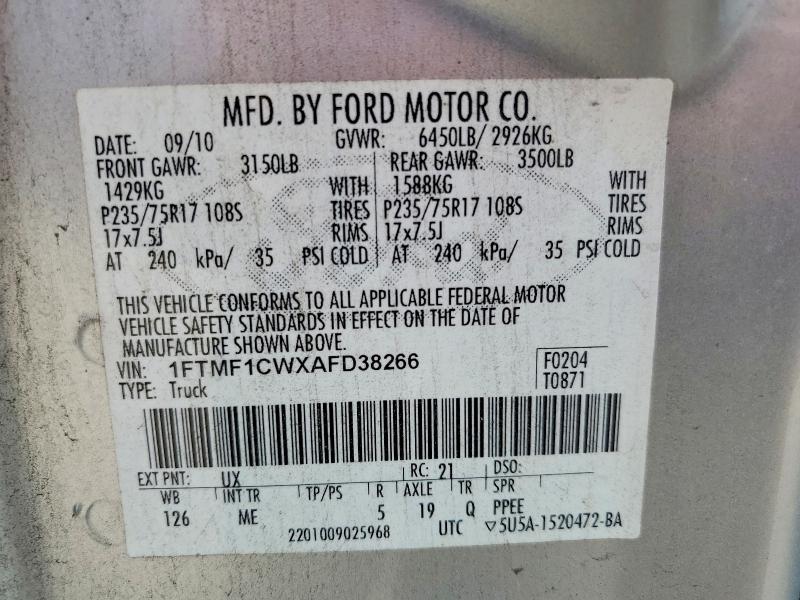 Aukcja sprzedaży 2010 Ford F150, vin: 1FTMF1CWXAFD38266, numer aukcji: 62982976