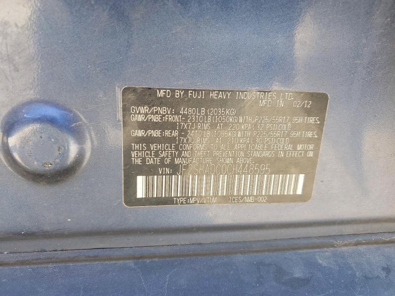 Продажа на аукционе авто 2012 Subaru Forester, vin: JF2SHADC0CH448595, номер лота: 61726466