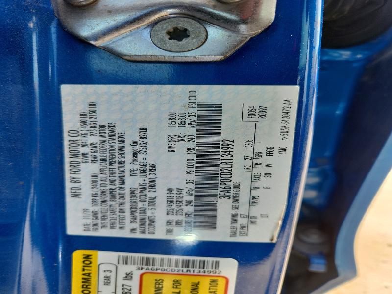 Aukcja sprzedaży 2020 Ford Fusion, vin: 3FA6P0CD2LR134992, numer aukcji: 62471836