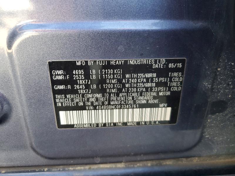 56690036 :رقم المزاد ، 4S4BSBNC0F3345761 vin ، 2015 Subaru Outback مزاد بيع