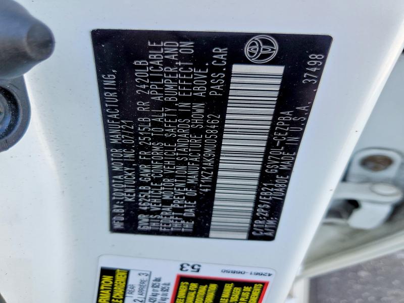 2021 Toyota Camry მანქანა იყიდება აუქციონზე, vin: 4T1KZ1AK9MU058462, აუქციონის ნომერი: 60561416