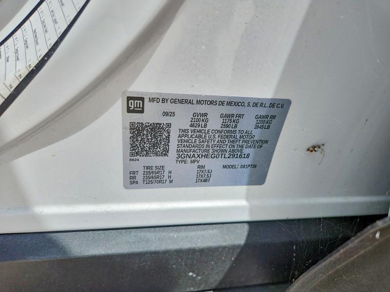 Aukcja sprzedaży 2026 Chevrolet Equinox, vin: 3GNAXHEG0TL291618, numer aukcji: 62667456