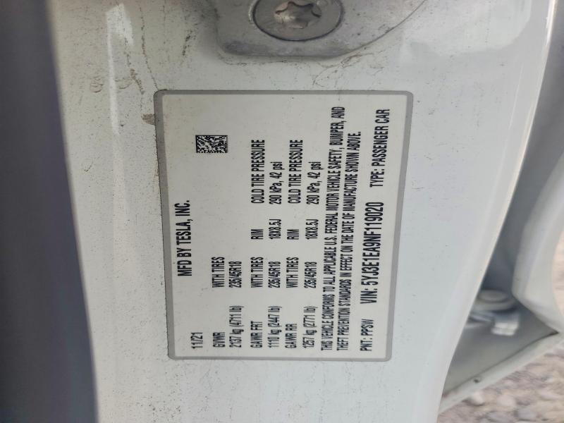 Aukcja sprzedaży 2022 Tesla Model 3, vin: 5YJ3E1EA9NF119020, numer aukcji: 59665806