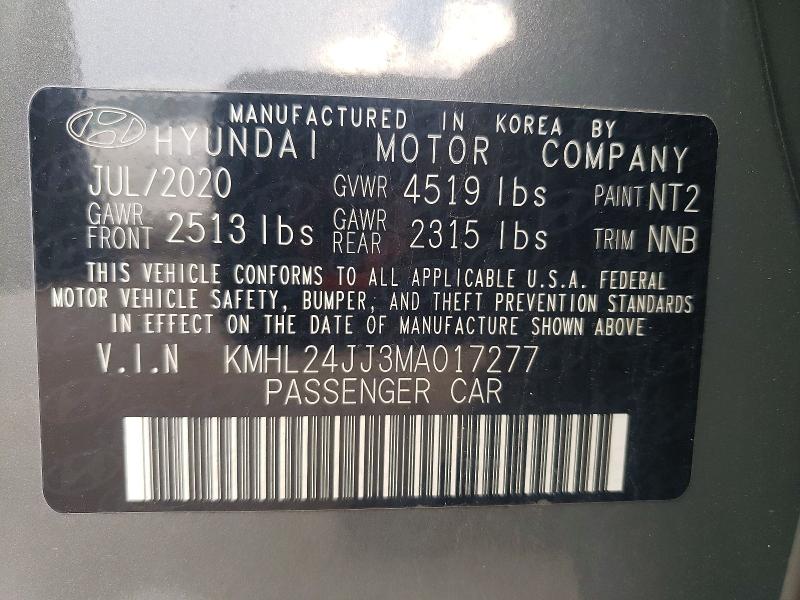 Продаж на аукціоні авто 2021 Hyundai Sonata Hybrid, vin: KMHL24JJ3MA017277, номер лоту: 62456096