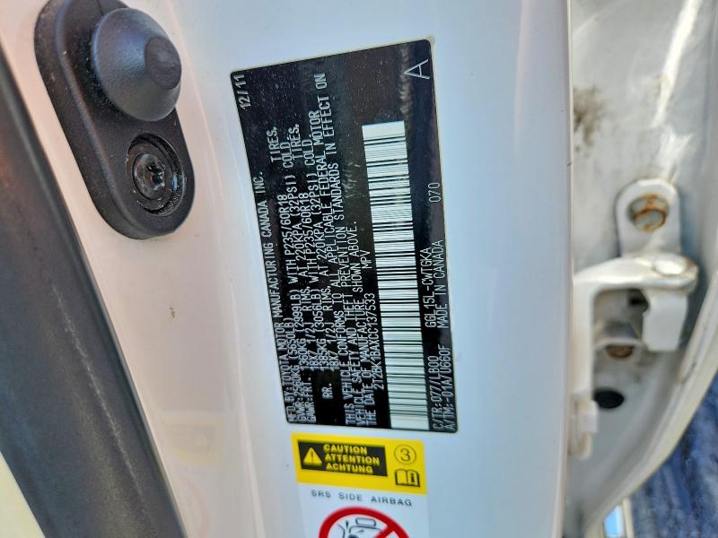 59385786 :رقم المزاد ، 2T2BK1BAXCC137533 vin ، 2012 Lexus Rx مزاد بيع