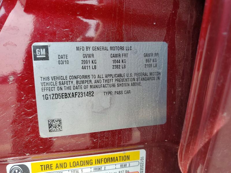 2010 Chevrolet Malibu მანქანა იყიდება აუქციონზე, vin: 1G1ZD5EBXAF231482, აუქციონის ნომერი: 62084966