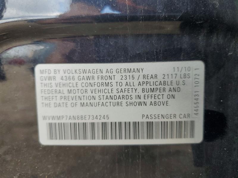 Продаж на аукціоні авто 2011 Volkswagen Cc, vin: WVWMP7AN8BE734245, номер лоту: 61808586