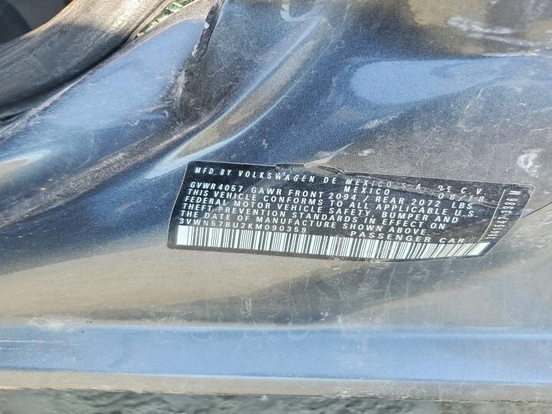 61186226 :رقم المزاد ، 3VWN57BU2KM090359 vin ، 2019 Volkswagen Jetta مزاد بيع