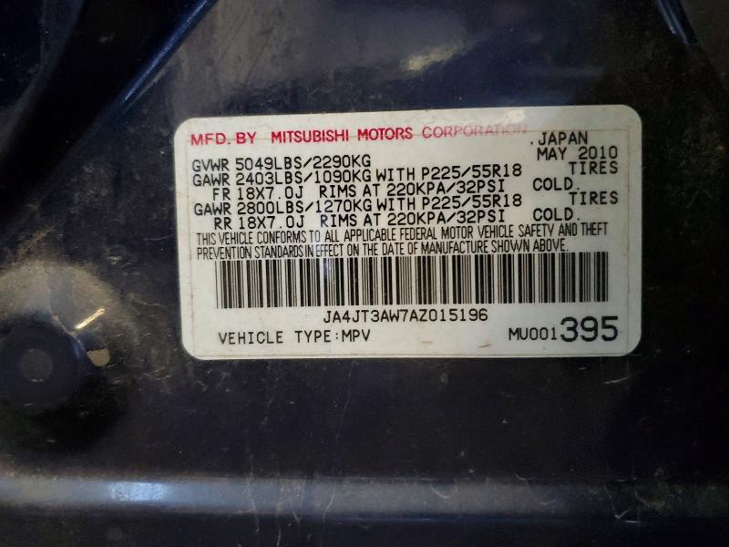Продажа на аукционе авто 2010 Mitsubishi Outlander, vin: JA4JT3AW7AZ015196, номер лота: 60783806