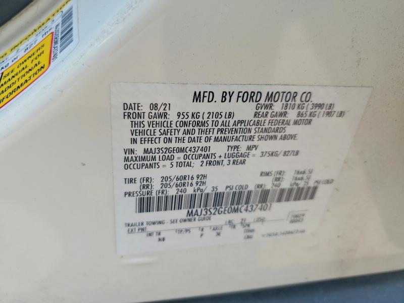 Продаж на аукціоні авто 2021 Ford Ecosport, vin: MAJ3S2GE0MC437401, номер лоту: 62600846