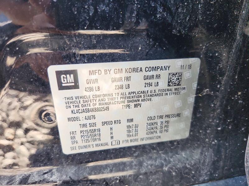 Aukcja sprzedaży 2019 Buick Encore, vin: KL4CJASB4KB802549, numer aukcji: 62042916