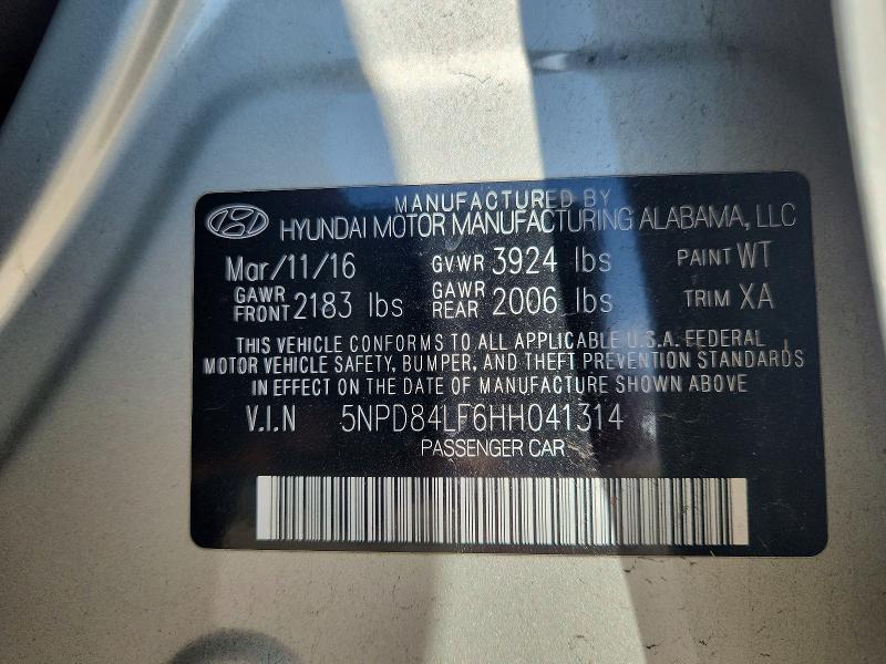 Продажа на аукционе авто 2017 Hyundai Elantra, vin: 5NPD84LF6HH041314, номер лота: 59722476