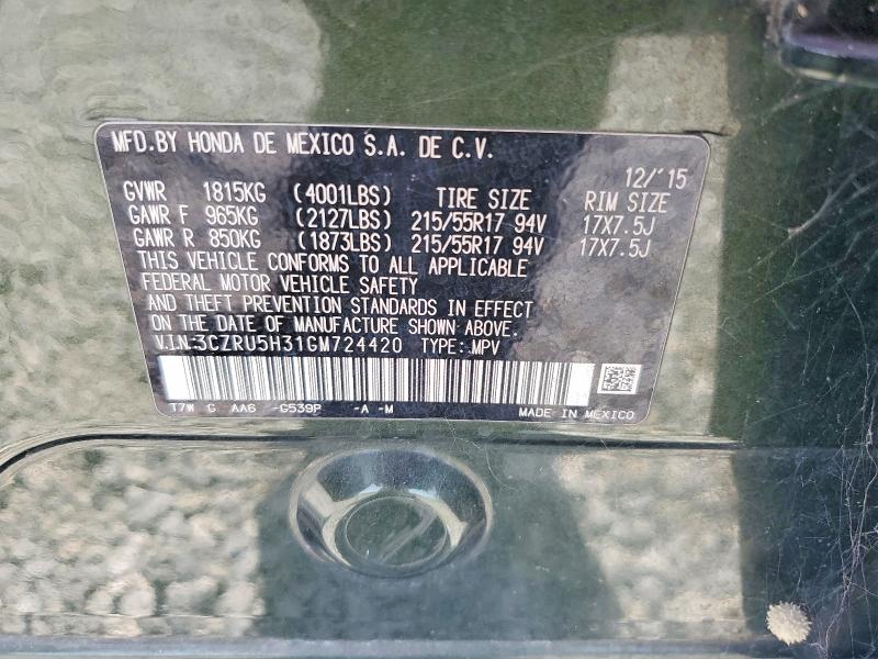 Auction sale of the 2016 Honda Hr-v, vin: 3CZRU5H31GM724420, lot number: 60591206