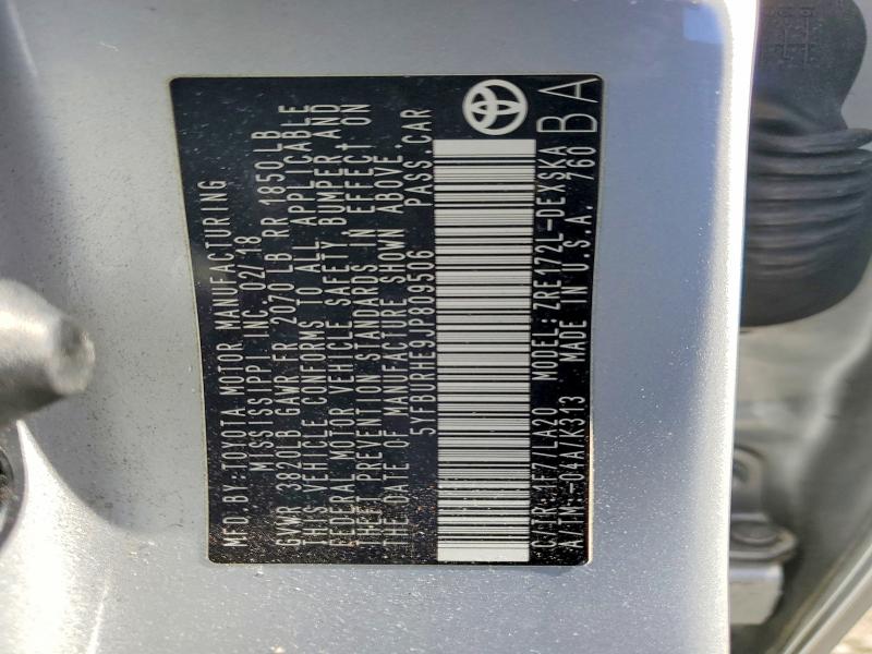 2018 Toyota Corolla მანქანა იყიდება აუქციონზე, vin: 5YFBURHE9JP809506, აუქციონის ნომერი: 85618985