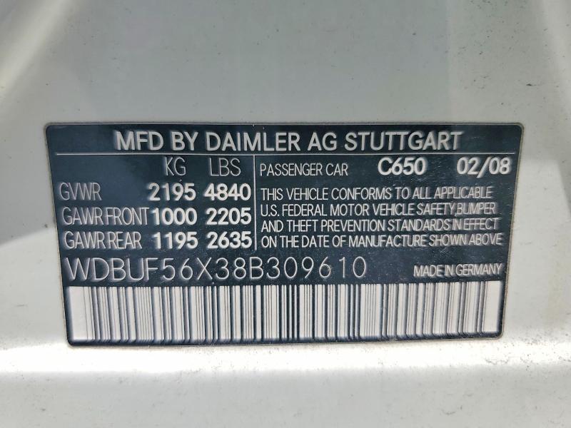 2008 Mercedes-benz E მანქანა იყიდება აუქციონზე, vin: WDBUF56X38B309610, აუქციონის ნომერი: 55993936
