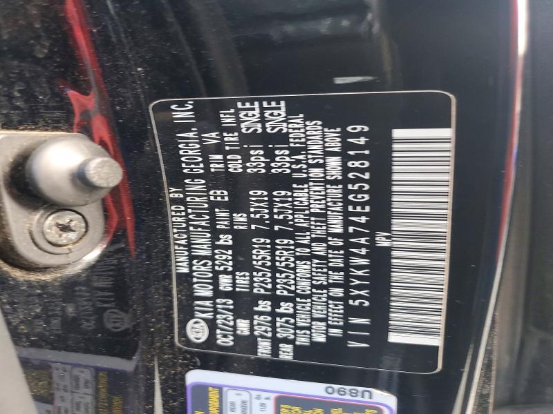 60563236 :رقم المزاد ، 5XYKW4A74EG528149 vin ، 2014 Kia Sorento مزاد بيع