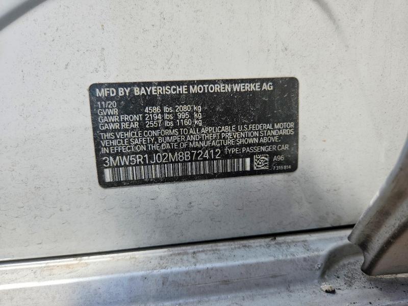 Aukcja sprzedaży 2021 Bmw 330i, vin: 3MW5R1J02M8B72412, numer aukcji: 62906726