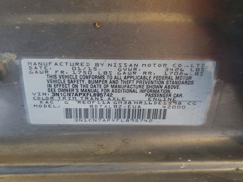 Aukcja sprzedaży 2015 Nissan Versa, vin: 3N1CN7APXFL895742, numer aukcji: 59016146