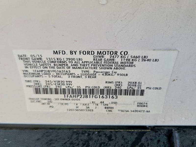 2015 Ford Taurus მანქანა იყიდება აუქციონზე, vin: 1FAHP2J81FG163163, აუქციონის ნომერი: 62680736