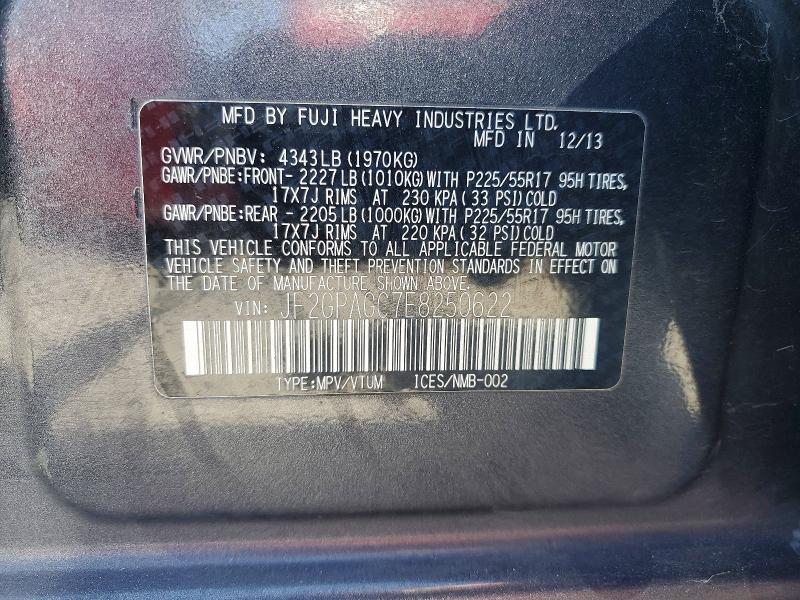 2014 Subaru Xv Crosstrek მანქანა იყიდება აუქციონზე, vin: JF2GPAGC7E8250622, აუქციონის ნომერი: 60921786