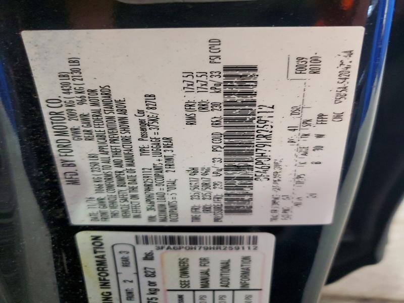 Aukcja sprzedaży 2017 Ford Fusion Se, vin: 3FA6P0H79HR259112, numer aukcji: 62615106