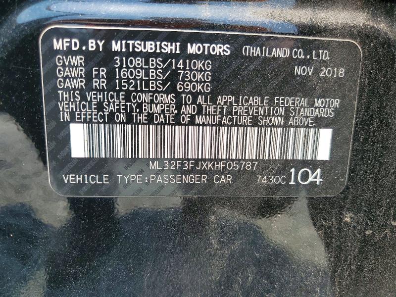 Продажа на аукционе авто 2019 Mitsubishi Mirage, vin: ML32F3FJXKHF05787, номер лота: 61788786